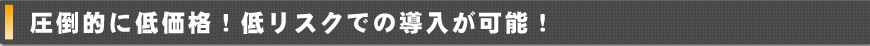 圧倒的に低価格！低リスクでの導入が可能！